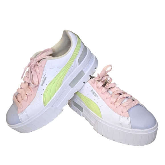 Puma Mayze Pop Colorblocked Leather Lace Up Platform Sneaker Size 8 In Pastels - Picture 15 of 16